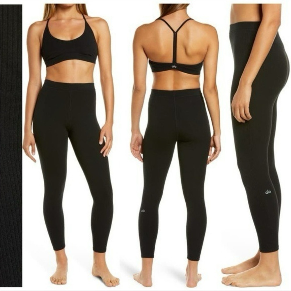 Alo Ribbed High-Waist 7/8 Blissful Legging black